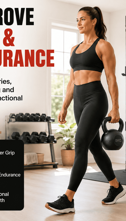 8kg Cast Iron Kettlebell, Black Strength Training Weight with Flat Base for Home Gym Workouts