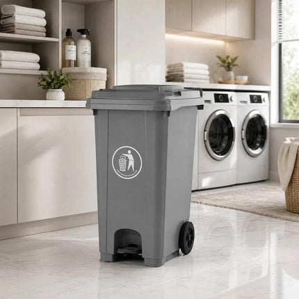 Wheelie Bin 100L 120L Waste Rubbish Dustbin with Lid Rubber Wheels