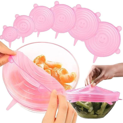 12x Silicone Stretch Lids Flexible Food Covers Reusable Durable Expandable Seal Caps for Bowls Containers Cups Kitchen Storage Solution