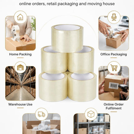 Clear Parcel Tape 48mm x 66m 6 Rolls Strong Heavy Duty Adhesive Box Packing Tape