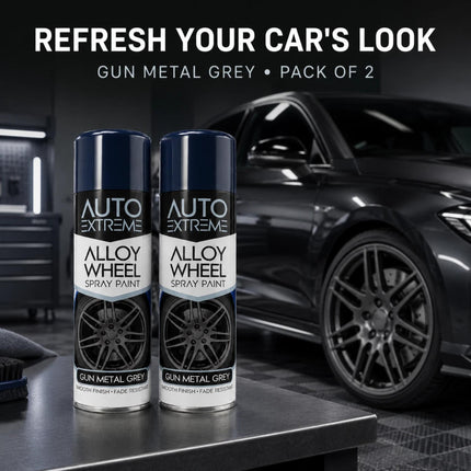 Alloy Wheel Spray Paint Gun Metal Grey Aerosol 300ml Quick Dry Car Wheel Paint Smooth Durable Fade Resistant Finish Automotive Pack of 1 or 2