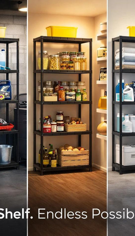 5-Tier Plastic Shelving Unit – Black