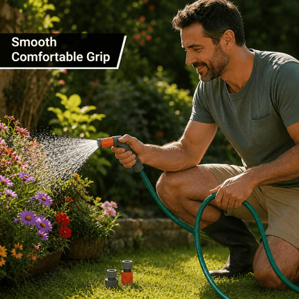 Garden Hose Pipe 12.5mm PVC Water Hose with Adjustable Spray Nozzle, Flexible Outdoor Watering Hose for Garden, Patio & Cleaning