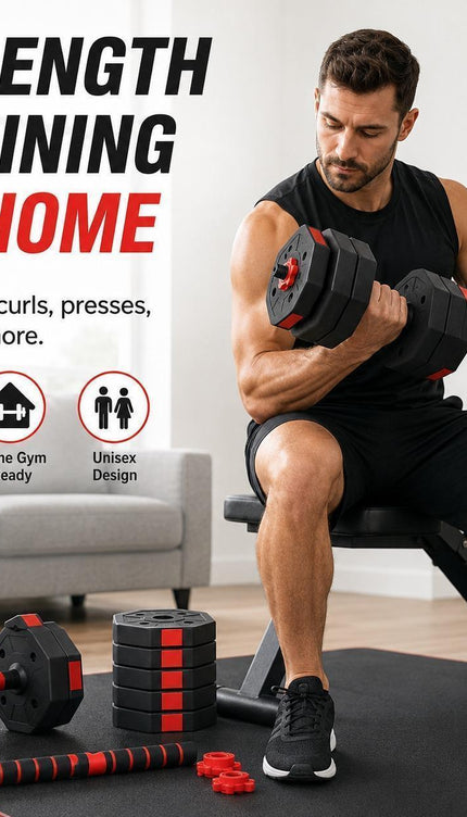 2-in-1 Adjustable Octagonal Dumbbell & Barbell Set 10–50kg