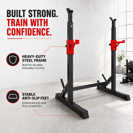 Adjustable Barbell Squat Rack Stands for Bench Press, Weight Lifting and Home Gym Strength Training