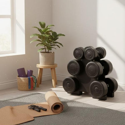 12kg Dumbbell Weight Set with Stand Rack – Includes Pair of 1kg, 2kg & 3kg Dumbbells. Perfect for Home and Gym Workouts. Compact, Durable, and Ideal for Strength Training, Toning, and Fitness Routines