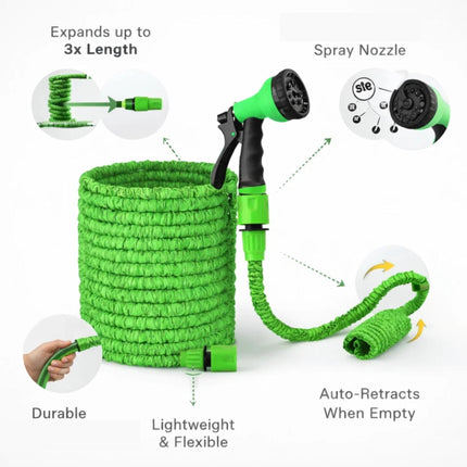 Expandable Garden Hose Pipe 100ft with 8-Function Spray Nozzle – Flexible Water Hose