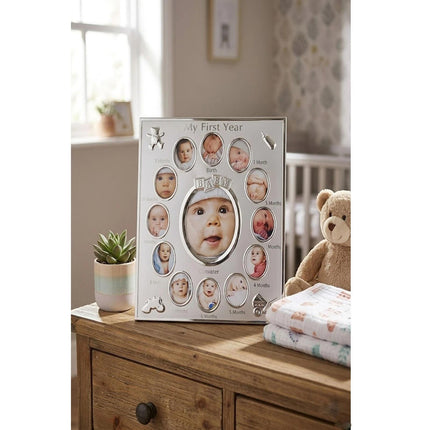Baby 12 Month Milestone Photo Frame – 13 Photo Keepsake Frame