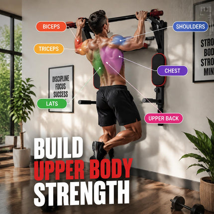 Wall Mounted Pull Up Bar & Dip Station – Power Tower Home Gym | Upper Body Strength Training Station