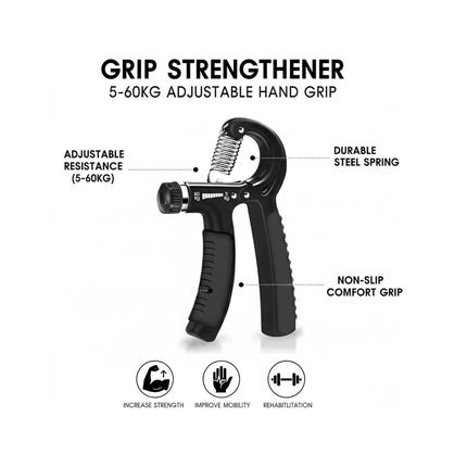 Adjustable Hand Grip Strengthener 5 60kg Hand Gripper for Wrist, Forearm & Finger Strength Training, Portable Grip Exerciser