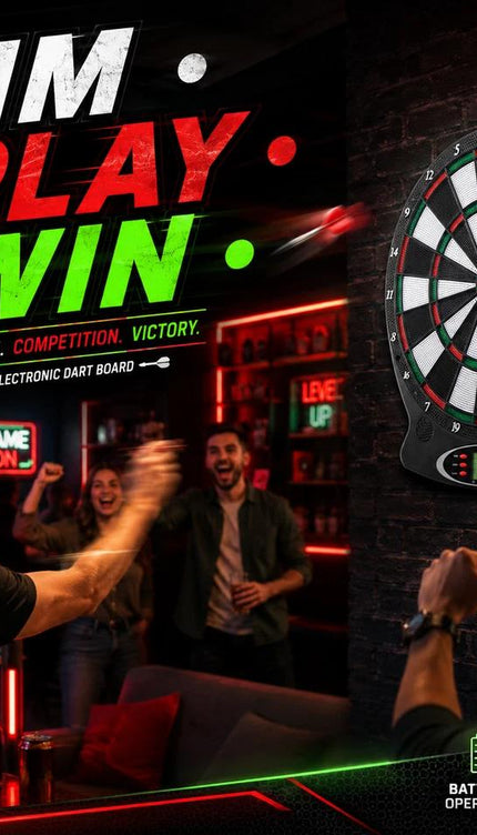 43cm Electronic Dart Board Digital Scoring Display with 6 Darts Family Indoor Pub Game