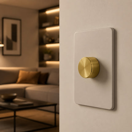 Universal Dimmer Light Switch Knob Polished Brass Gold Replacement Rotary Control Dial for Lamps Wall Switches Home Lighting Repair Accessory Easy Fit Durable Decorative Hardware Classic Round Design