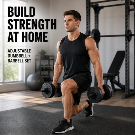 10kg Adjustable Dumbbell Barbell Set 10KG Home Gym Weight Set with Connecting Rod & Spin Collars