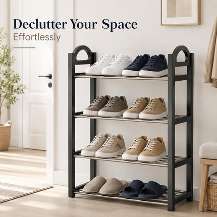 4-Tier Lightweight Shoe Rack Stand – Office & Entryway Boot Storage Shelf Organizer