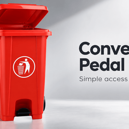 120L Red Outdoor Wheelie Bin with Lid, Heavy Duty HDPE Waste Rubbish Dustbin with Rubber Wheel