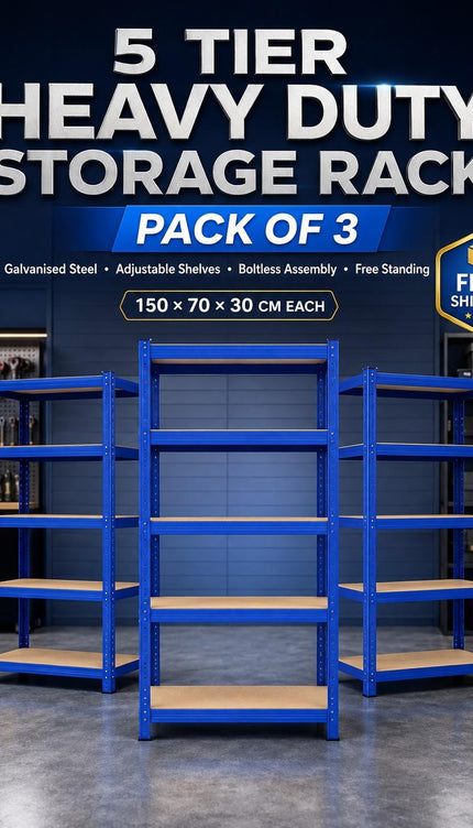 5 Tier Heavy Duty Galvanised Steel Shelving Unit Storage Rack