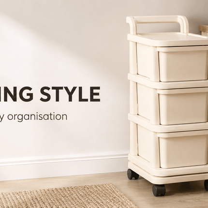 Plastic Storage Trolley Drawer Cabinet on Wheels – Multi-Tier Mobile Storage Organiser for Home, Office, Kitchen, Bathroom & Bedroom
