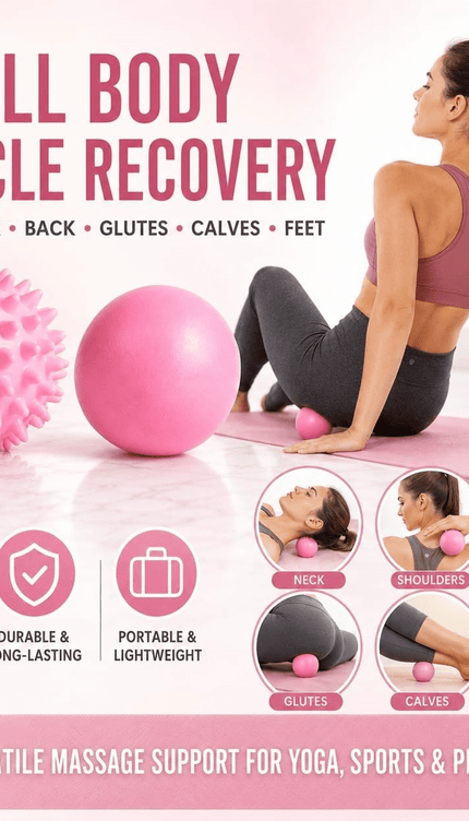 Massage Ball Set Therapy Lacrosse & Spiky Massage Balls Pink