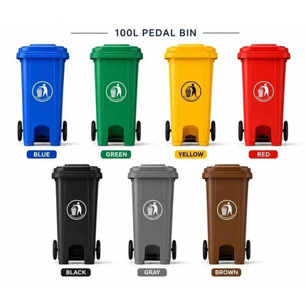 Wheelie Bin 100L 120L Waste Rubbish Dustbin with Lid Rubber Wheels