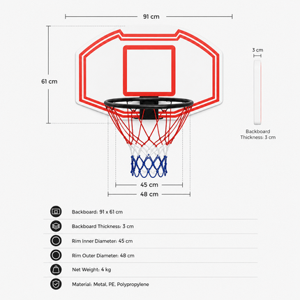 Large Wall Mounted Basketball Hoop with Backboard and Rim, Indoor Outdoor Basketball Practice and Shooting Set