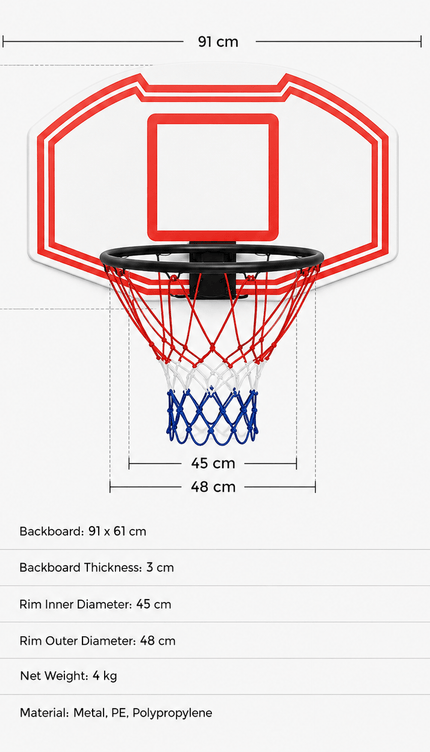 Large Wall Mounted Basketball Hoop with Backboard and Rim, Indoor Outdoor Basketball Practice and Shooting Set