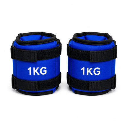 Blue Adjustable Ankle & Wrist Weights – Pair (0.5kg–3kg)