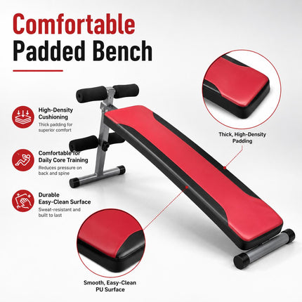 Adjustable Sit-Up Bench with Reverse Crunch Handles – Core & Ab Workout Bench
