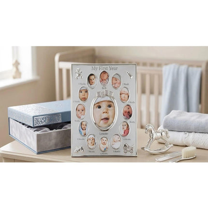Baby 12 Month Milestone Photo Frame – 13 Photo Keepsake Frame