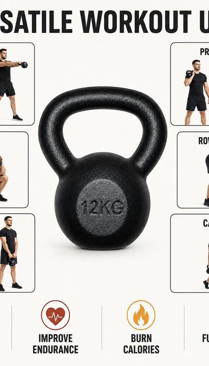 12KG Kettlebell Cast Iron Weight, Home Gym Strength Training