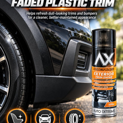 Plastic Trim Restorer Spray 500ml Black Shine Tyre Dressing Aerosol Car Bumper Detailer Pack 1 or 2