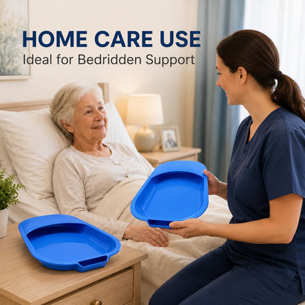 Unisex Bed Pan with Handle 32cm Portable Toilet Urinal for Elderly, Disabled & Bedridden Patients Spill-Resistant Commode