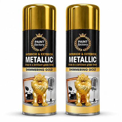 Metallic Gold Spray Paint 400ml Fast Dry Aerosol Paint For Wood Metal Plastic Multi Surface Smooth Finish