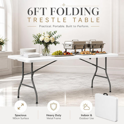 6ft Heavy Duty Folding Table – White