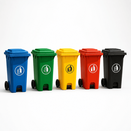 100L / 120L Outdoor Waste Bin with Lid & Mobility Base