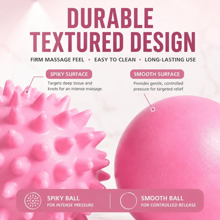 Massage Ball Set for Muscle Recovery Deep Tissue Trigger Point Therapy Lacrosse & Spiky Massage Balls Pink