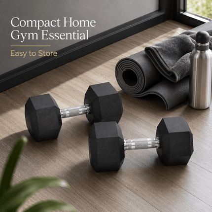 7.5KG Hex Dumbbell, Rubber Encased Hexagonal Hand Weight with Knurled Chrome-Plated Steel Handle for Home Gym Strength Training