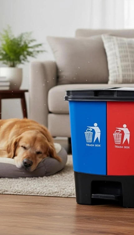 20L Double Compartment Recycling Pedal Bin – Blue & Red