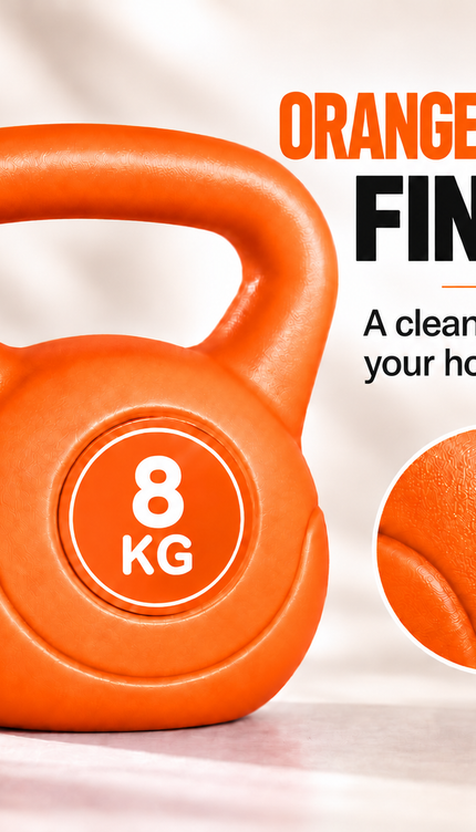 8KG Orange Vinyl Coated Kettlebell – Home Gym Exercise Weight