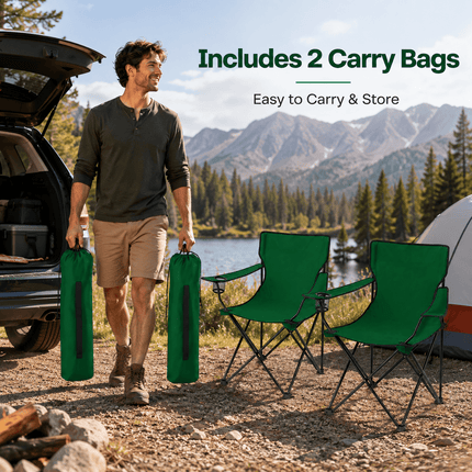 Portable Folding Camping Chair, Lightweight Polyester & Steel Outdoor Chair for Garden, Beach & Picnic