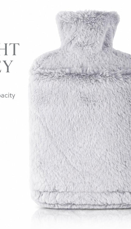 2L Hot Water Bottle with Faux Fur Cover & Hand Warmer Pocket