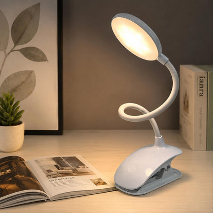Clip On LED Desk Lamp USB Dimmable Reading Light with 3 Modes for Bedside Study Office & Table