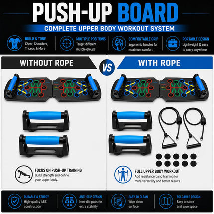 Push Up Board 14 in 1 Foldable Press Up Board, Multi Function Home Workout Equipment for Men Women, Strength Training Push Up Stand for Chest Shoulders Triceps