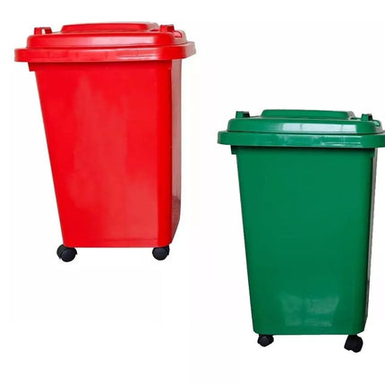 Recycling Wheelie Bin Dustbin for Kitchen Home Office Waste Trash 30L 50L Durable Plastic Rubbish Bin with Wheels Easy Move Compact Design Indoor Outdoor