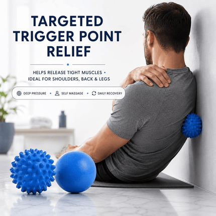 Massage Ball Set Blue 6.1cm & 7cm Deep Tissue Trigger Point Lacrosse Spiky Balls for Muscle Recovery Gym Yoga