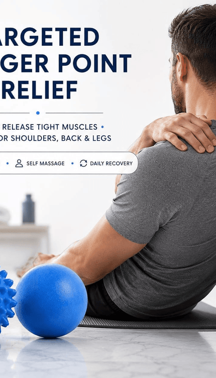 Massage Ball Set Blue Muscle Relieve Pain Therapy Lacrosse Spiky Balls 6.1 & 7cm