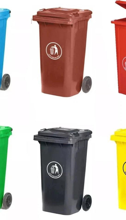 Wheelie Bin 100L Waste Rubbish Dustbin with Lid Rubber Wheels