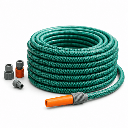 Garden Hose Pipe 12.5mm PVC Water Hose with Adjustable Spray Nozzle, Flexible Outdoor Watering Hose for Garden, Patio & Cleaning