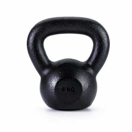 4kg Cast Iron Kettlebell, Black Strength Training Weight with Flat Base for Home Gym Workouts