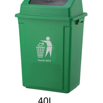 40L Plastic Recycling Bin with Swing Lid – Green