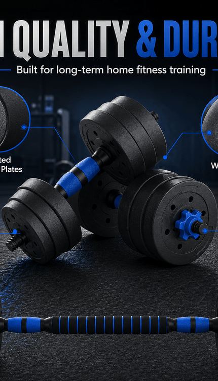 40kg Adjustable Dumbbell & Barbell Set with Push-Up Bars